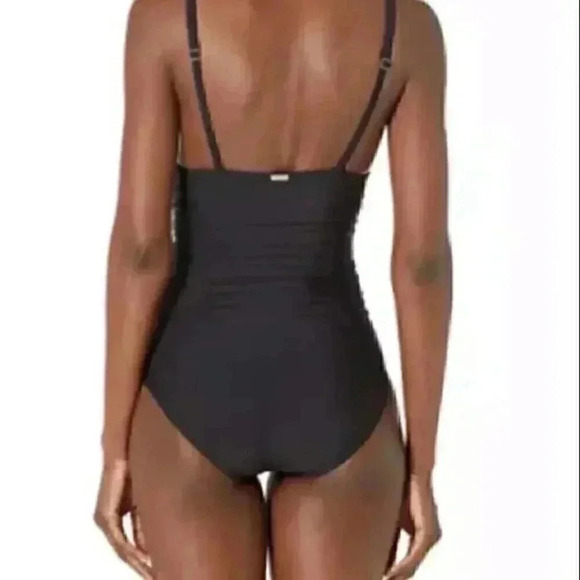 New with tags Calvin Klein Women's black Shirred One Piece Swimsuit in size 4 - Picture 2 of 6